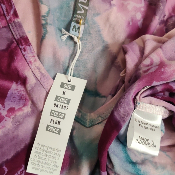 Hand dyed watercolor Nyah plum strech A line tunic - Picture 2 of 5